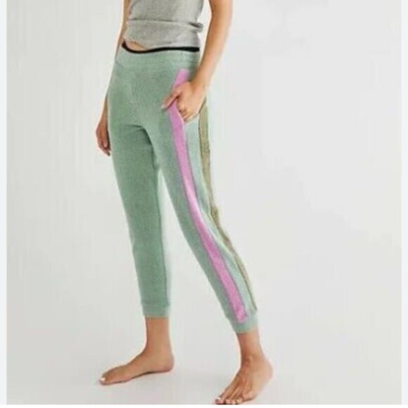 NEW  Free People Women's Blue Monday Fleece Jogger Pants Valley Girl Gre… - Picture 3 of 12